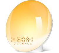 Eveil Lumière LED Radio Réveil Matin Lumineux Lampe de Chevet 20 Niveaux de Luminosité Simulateur d'Aube et Crépuscule