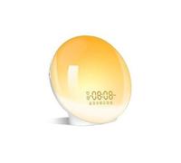 Eveil lumière led radio réveil matin lumineux lampe de chevet 20 niveaux de luminosité simulateur d'aube et crépuscule 2 réveils 7 sons naturels