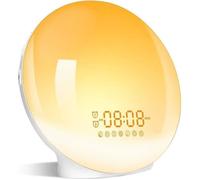 Eveil Lumière LED Radio Réveil Matin Lumineux Lampe de Chevet 20 Niveaux de Luminosité Simulateur d'Aube et Crépuscule 2 Réveils 7 S