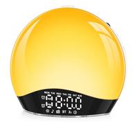 Eveil Lumière Simulateur D'aube Sur Lampe De Chevet LED, 2 Alarmes Avec Fonction Snooze, 17 Couleurs De Lumière, 22 Sons Naturels, 20 Niveaux De Luminosité, Éclairage D'ambiance, Lampe De Chevet