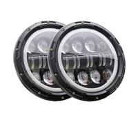 EVEKHAHHRB Feux Avants 1 Paire Pour Suzuki Pour Voiture Samurai 4x4 7 Pouces Phare Led Salut/bas H4 Halo Yeux DRL Ensemble De Phares Phares Phare Avant(80w Halo light Black)