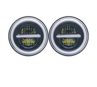 EVEKHAHHRB Feux Avants 1 Paire Pour Suzuki Pour Voiture Samurai 4x4 7 Pouces Phare Led Salut/bas H4 Halo Yeux DRL Ensemble De Phares Phares Phare Avant(50w Halo light Black)