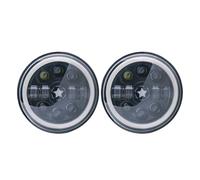 EVEKHAHHRB Feux Avants 1 Paire Pour Suzuki Pour Voiture Samurai 4x4 7 Pouces Phare Led Salut/bas H4 Halo Yeux DRL Ensemble De Phares Phares Phare Avant(50w Halo light Black1)