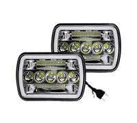 EVEKHAHHRB Phare Avant Pour Cherokee Pour XJ Pour YJ 6x7 Pouces Phares De Voiture Led Ambre DRL Phare Automobile Carré 6000K Assemblage Blanc Feu Avants(2PC Square Headlight)