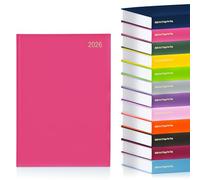 evelay 2026 Agenda A4 2 pages par jour Agenda à couverture rigide Organiseur Cahier pour l'école, la maison, le bureau, usage personnel (A4, Cerise)