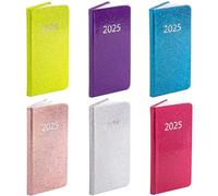 evelay Agenda 2025 semainier fin format de poche pour toute l'année avec motifs pailletés 9 cm x 16 cm (argent)