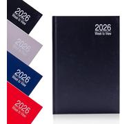 Evelay Agenda semainier 2026 au format A5 avec couverture rigide et heures (Noir)