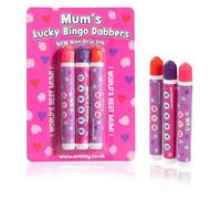 evelay Best Mum Lot de 3 marqueurs de couleur en violet, rose, rouge | Encre lisse sans désordre | Stylos faciles à prendre en main pour les soirées de bingo | Cadeau amusant pour maman jeux en