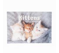 Evelay Calendrier mural 2025 A4 avec chatons mignons - Affichage mensuel - Format A3 ouvert - À suspendre - Pour la maison et le bureau (chaton)