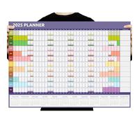 Evelay Calendrier mural 2025 - Format A1 (84 cm x 59 cm) - Année complète par page - Pour la maison, le bureau, le travail - Arc-en-ciel