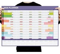 Evelay Planificateur mural 2026 format A1 (84 cm x 59 cm) - Agenda annuel complet pour la maison, le bureau, l'école - Arc-en-ciel - Fabriqué au Royaume-Uni