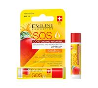 Eveline Cosmetics SOS Exotic Mango Baume à lèvres nourrissant et régénérant à l'huile d'argan et au beurre de mangue, protection SPF 10, hydratation longue durée