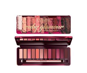 Eveline Cosmetics Palet-te de Fards à Paupières 12 Couleurs Ruby Glamour - Harmonie de Roses, Violets, Bordeaux et Marrons