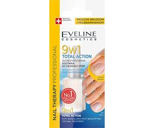Eveline Cosmetics Toe Nail Therapy 9in1 Total Action Concentré Renforçant Et Durcissant Sérum Pour Ongles | 12ml | Traitement Réparateur Des Ongles Abîmés | Application Facile | Effets Immédiats