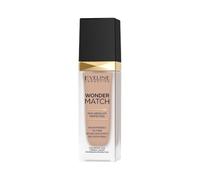 Eveline Cosmetics Wonder Match fond de teint adaptatif, couvrance modulable, fini satiné, formule sans huile à l’acide hyaluronique, eau thermale et extrait d’açaï, 30 ml