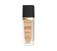 Eveline Cosmetics Wonder Match fond de teint adaptatif, couvrance modulable, fini satiné, formule sans huile à l’acide hyaluronique, eau thermale et extrait d’açaï, 30 ml