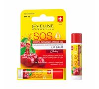 Eveline Baume à lèvres SOS Argan – Huile d'argan nourrissante et régénérante SPF 10 – Cherry