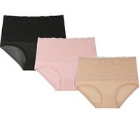 Evella Leak Proof Underwear for Women 55+, High-Waisted, Washable Reusable Incontinence Panties, Ultra Absorbent (XL,Black+pink+skin)