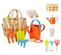 Evelure Set Attrezzi da Giardinaggio per Bambini, Set Attrezzi da Giardino 6 Pezzi per Bambini Con Annaffiatoio, Guanti da Giardinaggio, Pala, Rastrello, Cazzuola (Grid)