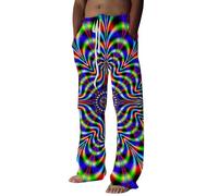 EVELUST Pantalon large pour homme psychédélique arc-en-ciel - Costume hippie des années 70 pour adultes, pantalon évasé, festival, disco rétro, tenue de carnaval (bleu, M, 1413w)