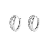 EVELYN Petites Boucles d'oreilles Créoles pour Femme en Argent Sterling 925, Créoles Double Ligne Huggie Charnière avec des Cristaux Autrichiens et Zircone cubique