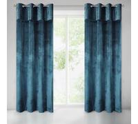 Eurofirany Evelyne Rideau en Velours à œillets Brillant Tendance élégant de qualité supérieure pour Chambre à Coucher, Salon, Bleu Marine, 140 x 250 cm