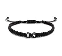 EVEMATE Bracelet avec Lettre et cœur pour amis et couples - Initial A-Z nom - Bracelet-d'amitié tressé pour femmes, hommes et enfants (B)