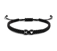 EVEMATE Bracelet avec Lettre et cœur pour amis et couples - Initial A-Z nom - Bracelet-d'amitié tressé pour femmes, hommes et enfants (H)