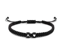 EVEMATE Bracelet avec Lettre et cœur pour amis et couples - Initial A-Z nom - Bracelet-d'amitié tressé pour femmes, hommes et enfants (A)