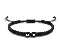 EVEMATE Bracelet avec Lettre et cœur pour amis et couples - Initial A-Z nom - Bracelet-d'amitié tressé pour femmes, hommes et enfants (M)
