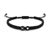 EVEMATE Bracelet avec Lettre et cœur pour amis et couples - Initial A-Z nom - Bracelet-d'amitié tressé pour femmes, hommes et enfants (K)