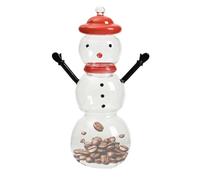 Evember Bocal à bonbons de Noël, récipient festif en verre en forme de bonhomme de neige avec couvercle - Pot organisateur de friandises, centre de table de Noël, décoration pour banquets, chambres à