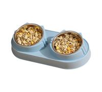 Evember Gamelle double pour chat, 33 x 17 x 5 cm en acier inoxydable pour chien et chat avec base en silicone anti-déversement, gamelles surélevées pour chaton, double gamelle de nourriture pour chiot