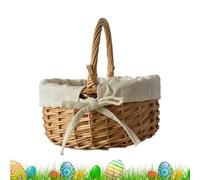 Evember Panier En Osier Avec Poignée, 20x17x11cm Panier En Rotin Avec Anse, Paniers En Osier Rond Avec Anse, Corbeille De Fleurs Pour Décoration De Maison, Mariage, Accessoires De Photographie