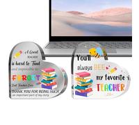 Evember Panneau de Reconnaissance pour Enseignant,Ensemble de 2 Enseignes Cœur pour Femme Prof | Décor de Table et Souvenir pour Anniversaire Noël Thanksgiving Remise de Diplôme Retraite Adieu