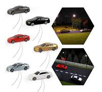 Evemodel EC100-12-EU Lot de 12 voitures lumineuses H0 TT avec lampes LED 12 V pour bâtiments Disposition 12 V