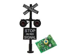 Evemodel JTD1507RP 1 set N Scale Railroad Train/Track Crossing Sign 2 têtes LED + circuit imprimé clignotant arrêt de train rouge sur feux de signalisation rouge décoration et fête