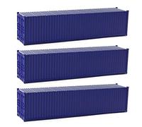 Evemodel Lot de 3 Hi-Cube Conteneur pour Modélisme Ferroviaire Ho 1:87 Container Boîtes d'expédition Non Décorées 12,2 cm(Bleu Foncé)