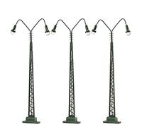 Evemodel LQS48HO 3pcs Échelle Ho Modèle Ferroviaire Modèle de Feux de Voie Mât en Treillis Lampe à LED pour Décoration de Paysage Carré Jardin