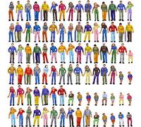 Evemodel P75W 100pcs Figurines Modélisme Peints OO 1:75 Personnage Assis et Debout pour Scènes Miniatures, Train, Chemin Fer, Table Sable.