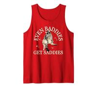 Even Baddies Get Saddies Funny Cat Meme pour Hommes et Femmes Débardeur, Homme, Rouge, M