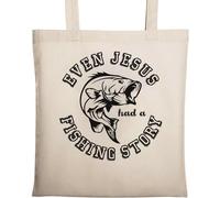 Even Jesus Had A Fishing Story Sac fourre-tout en coton écologique naturel Beige