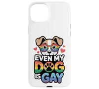 Even My Dog Is Gay | Funny Rainbow Pride Pet Design apparels Coque pour iPhone 15 Plus