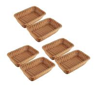 Evenden Lot de 6 corbeilles rectangulaires pour table ou comptoir, présentoir pour pain, fruits et légumes, paniers en osier pour les marguerites, la boulangerie
