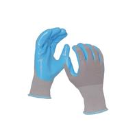 eVendix Lot de 10 paires de gants de jardin avec revêtement en mousse nitrile sans latex Taille M Bleu gris