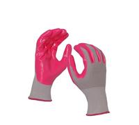 eVendix Lot de 10 paires de gants de jardin avec revêtement en mousse nitrile sans latex Taille S Rose/gris