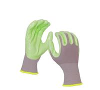 eVendix Lot de 10 paires de gants de jardinage avec revêtement en mousse nitrile sans latex Taille S Vert Gris