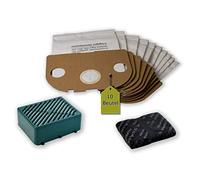 eVendix Lot de 10 sacs d'aspirateur compatibles avec Vorwerk Tiger/Kobold 251 + 1 filtre actif + 1 filtre anti-odeurs actif