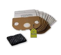 eVendix Lot de 10 sacs d'aspirateur compatibles avec Vorwerk Tiger/Kobold 251 252 + 1 filtre anti-odeurs actif
