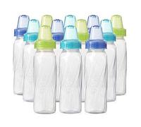Evenflo Feeding Classic Lot de 12 biberons à col standard en plastique transparent pour bébé, nourrisson et nouveau-né - Bleu sarcelle/vert/bleu, 236,8 g